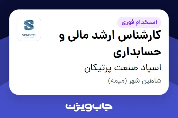  استخدام کارشناس ارشد مالی و حسابداری - خانم در اسپاد صنعت پرتیکان