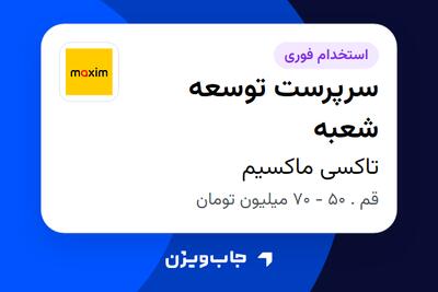استخدام سرپرست توسعه شعبه - آقا در تاکسی ماکسیم