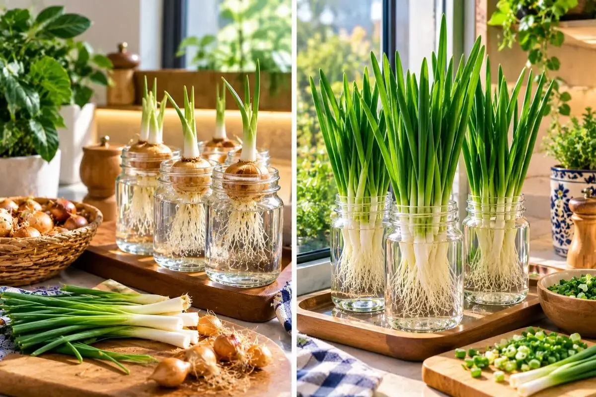 پرورش پیازچه داخل آب تو خونه؛ ساده ترین راه برای کاشت و برداشت یک هفته ای