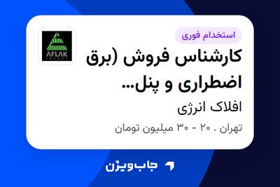 استخدام کارشناس فروش (برق اضطراری و پنل خورشیدی) در افلاک انرژی