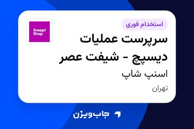 استخدام سرپرست عملیات دیسپچ - شیفت عصر در اسنپ شاپ