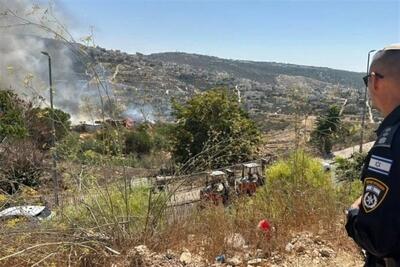 آتش سوزی در منطقه صنعتی شهرک نشیان در کرانه باختری - تسنیم