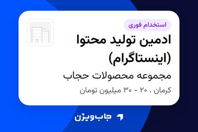 استخدام ادمین تولید محتوا (اینستاگرام) - خانم در مجموعه محصولات حجاب