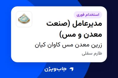  استخدام مدیرعامل (صنعت معدن و مس) - آقا در زرین معدن مس کاوان کیان