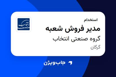  استخدام مدیر فروش شعبه - آقا در گروه صنعتی انتخاب