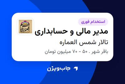 استخدام مدیر مالی و حسابداری - خانم در تالار شمس العماره