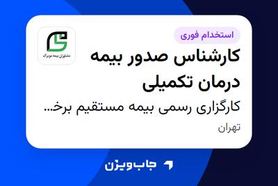 استخدام کارشناس صدور بیمه درمان تکمیلی در کارگزاری رسمی بیمه مستقیم برخط مشاوران بیمه مویرگ