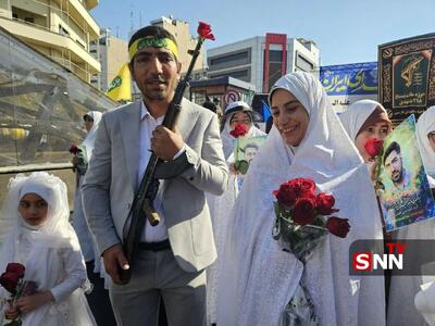  حضور عروس و داماد در اولین روز از زندگی مشترکشان در مراسم جان‌فدایان ایران