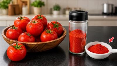 طرز تهیه پودر گوجه فرنگی ؛ ادویه ای خوش رنگ برای لعاب دار کردن انواع غذا و سس