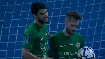 گل اول شباب الاهلی به حتا روی پاس گل رضا غندی پور