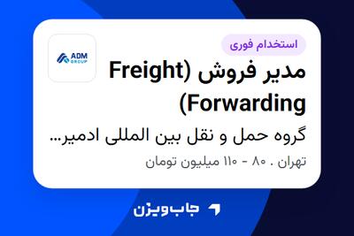 استخدام مدیر فروش (Freight Forwarding) در گروه حمل و نقل بین المللی ادمیرال