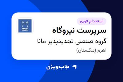  استخدام سرپرست نیروگاه - آقا در گروه صنعتی تجدیدپذیر مانا