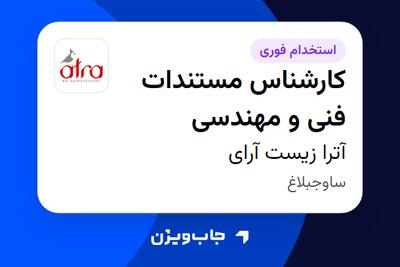 استخدام کارشناس مستندات فنی و مهندسی - خانم در آترا زیست آرای