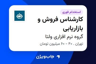 استخدام کارشناس فروش و بازاریابی در گروه نرم افزاری ولتا