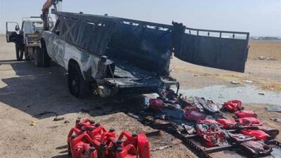 واژگونی و حریق ۲ وانت در اتوبان قزوین-کرج