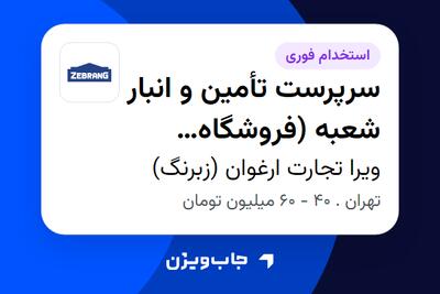 استخدام سرپرست تأمین و انبار شعبه (فروشگاه زنجیرهای رنگ و ابزار) - آقا در ویرا تجارت ارغوان (زبرنگ)