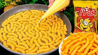 طرز تهیه پفک چی توز موتوری خانگی فقط با یک عدد سیب زمینی
