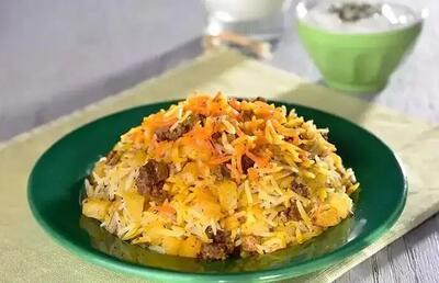  طرز تهیه قنبیدپلو قم با کلم قمری و گوشت قلقلی