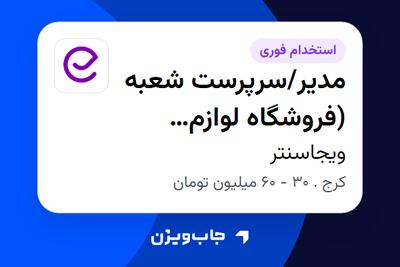  استخدام مدیر/سرپرست شعبه (فروشگاه لوازم خانگی) در ویجاسنتر