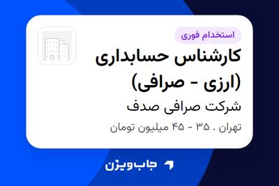  استخدام کارشناس حسابداری (ارزی - صرافی) - خانم در شرکت صرافی صدف