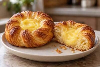  طرز تهیه شیرینی دانمارکی گرد با کرم کاسترد وانیلی