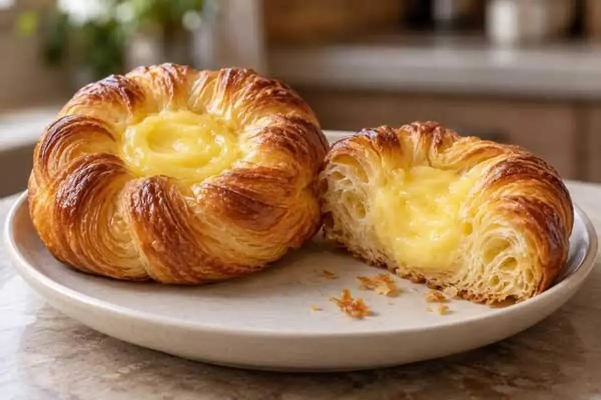 طرز تهیه شیرینی دانمارکی گرد با کرم کاسترد وانیلی