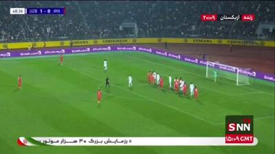  گل‌اول‌ ایران به ازبکستان روی ارسال رامین رضاییان در دقیقه 49 / ایران 1 - 1 ازبکستان