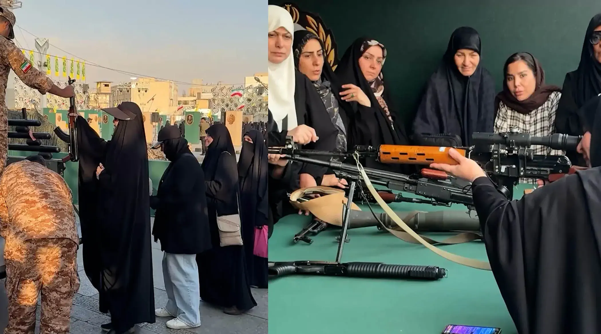 تصاویر روسها از صف زنان ایرانی برای دریافت سلاح