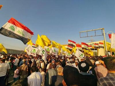 عکس: اعتراض و تحصن مقابل فرودگاه نجف اشرف