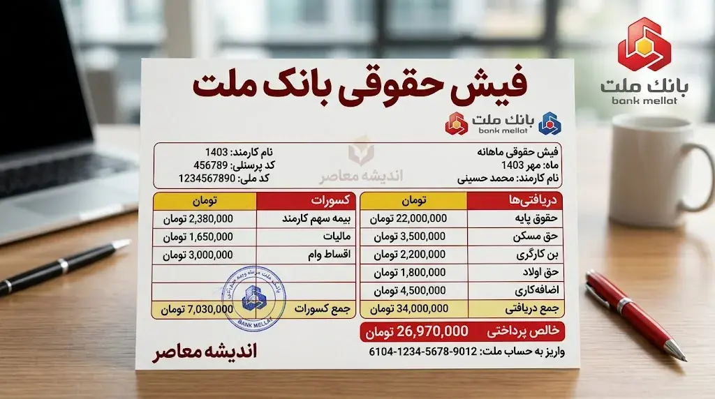 فیش حقوقی بازنشستگان بانک ملت؛ ورود به سامانه و دریافت فیش حقوقی مهر ۱۴۰۵ + راهنمای مشاهده و چاپ فیش