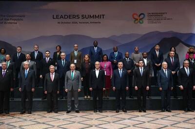 عکس یادگاری پزشکیان در اجلاس سران کنوانسیون تنوع زیستی در ارمنستان