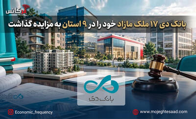  بانک دی ۱۷ ملک مازاد خود را در ۹ استان به مزایده گذاشت