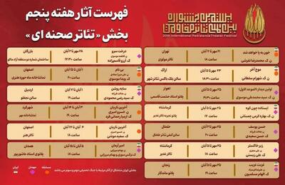  انتشار جدول آثار هفته پنجم بخش «تئاتر صحنه‌ای» جشنواره بین‌المللی تئاتر مقاومت