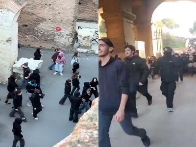  تجمع دانشجویان حامی فلسطین در بنای تاریخی رم علیه جنگ غزه | آخرین خبر