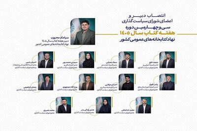  دبیر و اعضای شورای سیاست‌گذاری نهاد کتابخانه‌ها هفته کتاب منصوب شدند