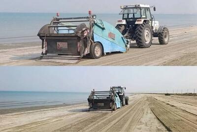 ساحل پارک ملی دریایی نای‌بند به صورت مکانیزه پاکسازی شد