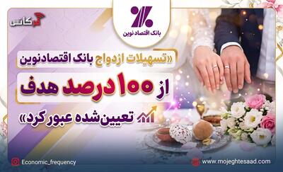  تسهیلات ازدواج بانک اقتصادنوین از ۱۰۰ درصد هدف تعیین‌شده عبور کرد