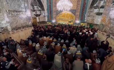  فیلم/ حضور شیوخ عشایر عراق در حرم رضوی