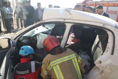  تصادف مرگبار در جاده کلات مشهد؛ راننده پژو در خودرو محبوس و جان باخت