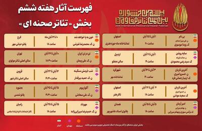  آثار هفته ششم بخش «تئاتر صحنه‌ای» جشنواره بین‌المللی تئاتر مقاومت