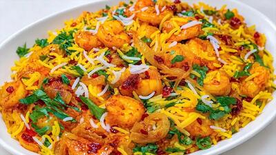  طرز تهیه میگو پلو زعفرانی؛ غذای مجلسی و خوش‌عطر جنوبی