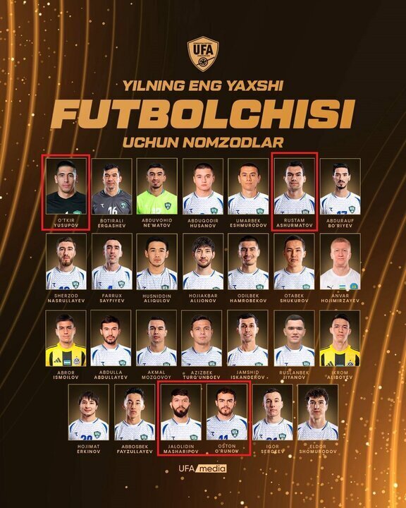 بازیکنان ازبکستانی فوتبال ایران نامزد بهترین بازیکن سال ۲۰۲۵ کشورشان شدند
