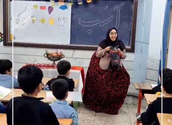 تدریس خلاقانه خانم معلم سبزواری با اسب آیینی + فیلم