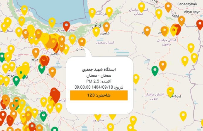 کیفیت هوای سمنان همچنان «ناسالم برای گروههای حساس»