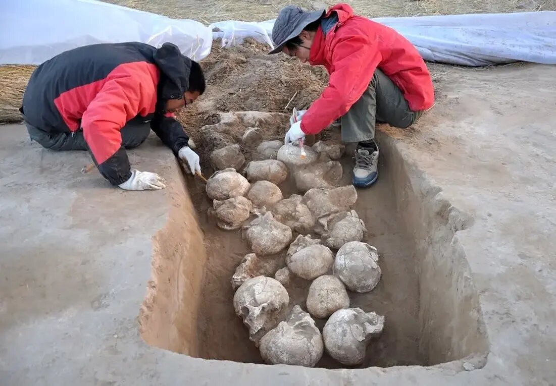عکس گودال جمجمهها؛ ۴ هزار سال قبل سرهای مردان قربانی اینجا دفن میشد