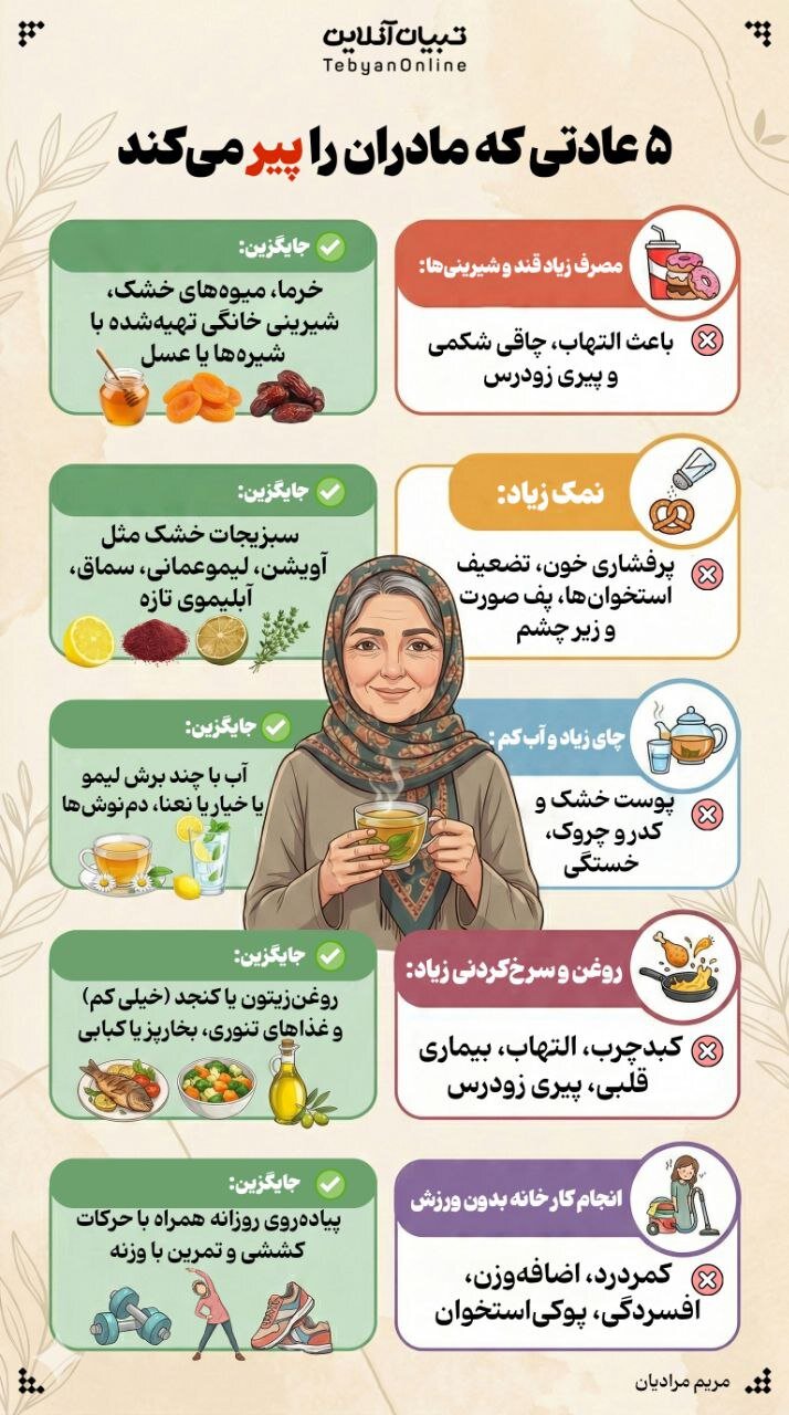 ۵ عادتی که مادران را زودتر پیر می‌کند