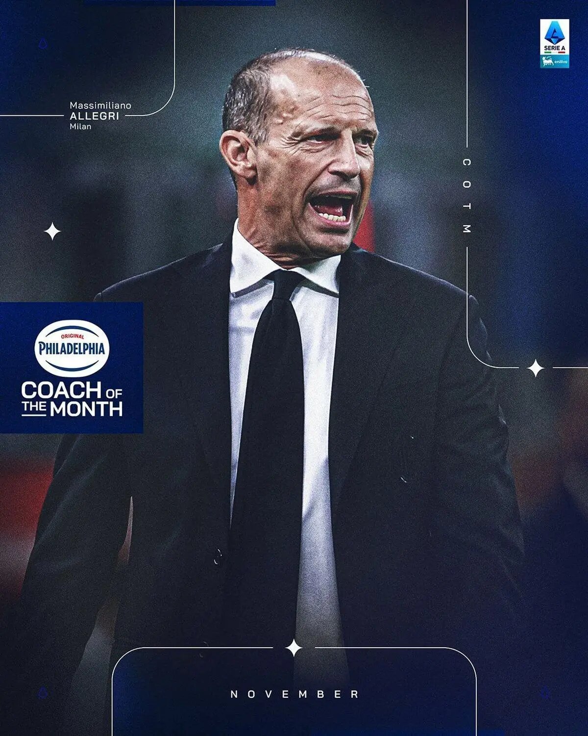 مربی ماه نوامبر سری آ ایتالیا مشخص شد (عکس)