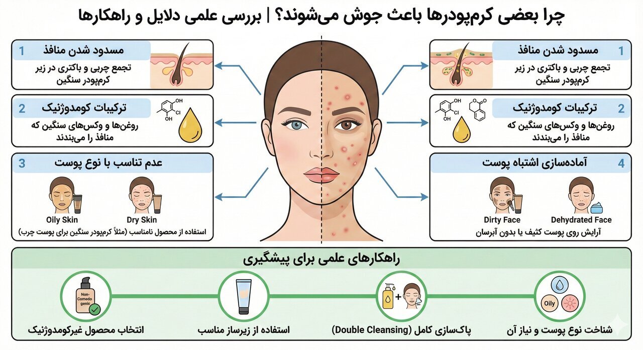 چرا بعضی کرمپودرها باعث جوش میشوند؟ | بررسی علمی