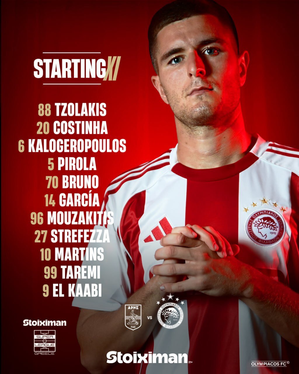 طارمی در ترکیب اصلی المپیاکوس برابر آریس