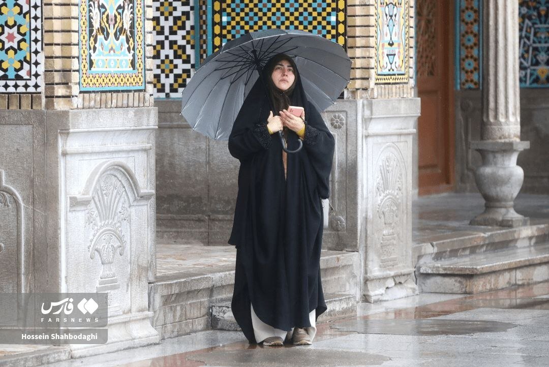 طراوت باران پاییزی در قم
